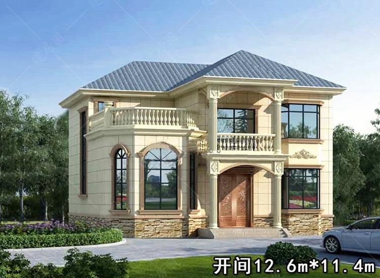 新農(nóng)村二層小別墅設(shè)計(jì)圖紙，歐式風(fēng)格帶閣樓