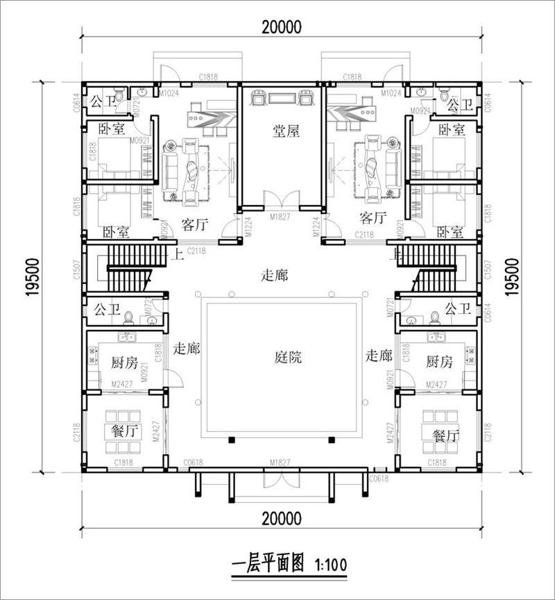 農(nóng)村四合院一層戶型圖