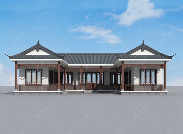 農(nóng)村三合院自建房設(shè)計(jì)，帶戶型圖效果圖，拿到就可以施工