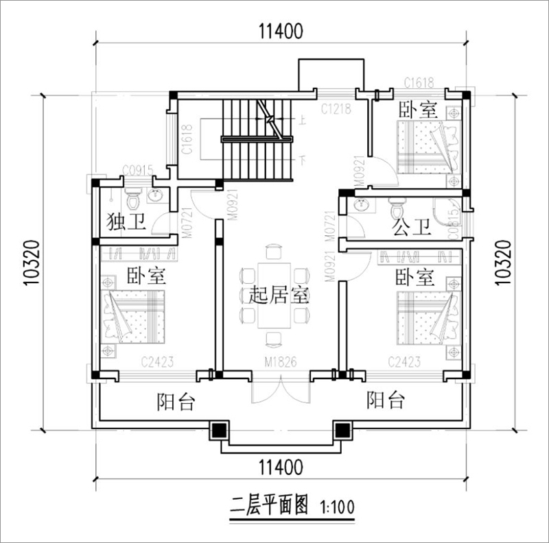 別墅二層戶型圖