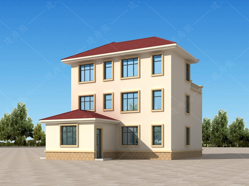 11米x13米三層自建房外掛設計圖片