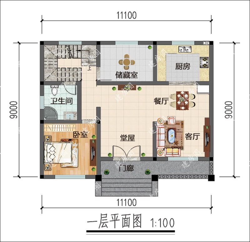 100平米蓋房設(shè)計(jì)戶型圖