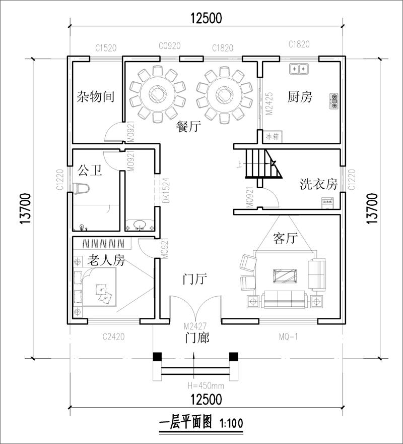 農(nóng)村160平方自建房設計平面圖