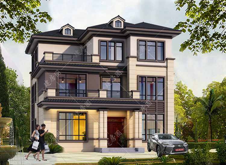 11米x12米三層自建房設(shè)計(jì)圖紙，新中式外觀