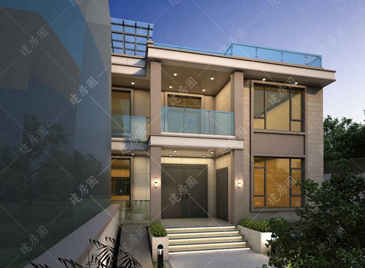 12米x13米兩層現(xiàn)代風別墅設計圖紙，帶堂屋，庭院景觀一起打造