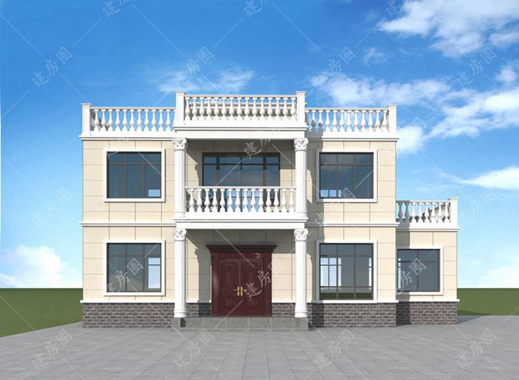 三款15米×9米自建房圖紙?jiān)O(shè)計(jì)效果圖，帶平面布局，寬敞大氣